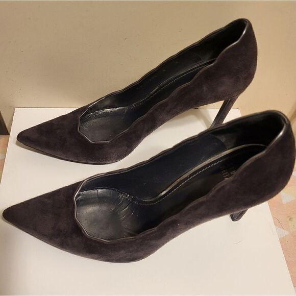 Stuart Weitzman Gray Luxe Suede Pointy Toe Stilleto Heel Pumps sz.9 Ret $425 - Picture 6 of 11